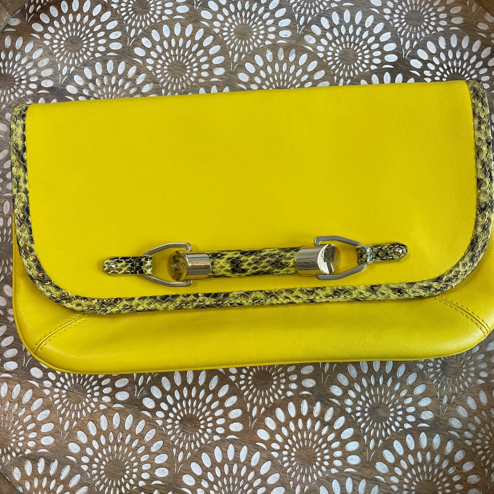 COPY - 8722 Jimmy Choo Leather Clutch Python Accent